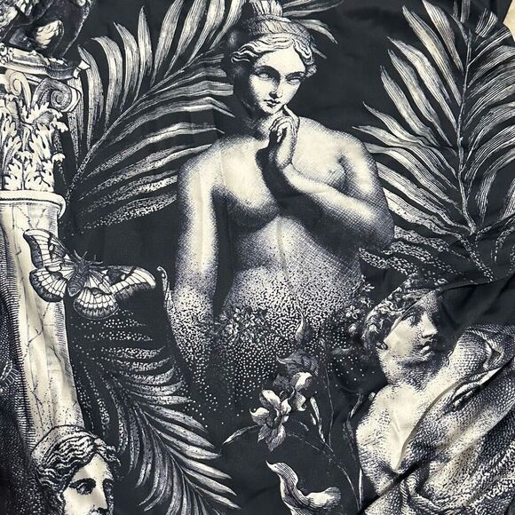 NEW Current Mood Laws Of Nature Monochrome Renaissance Ruched Mini Dress Large - Picture 10 of 11